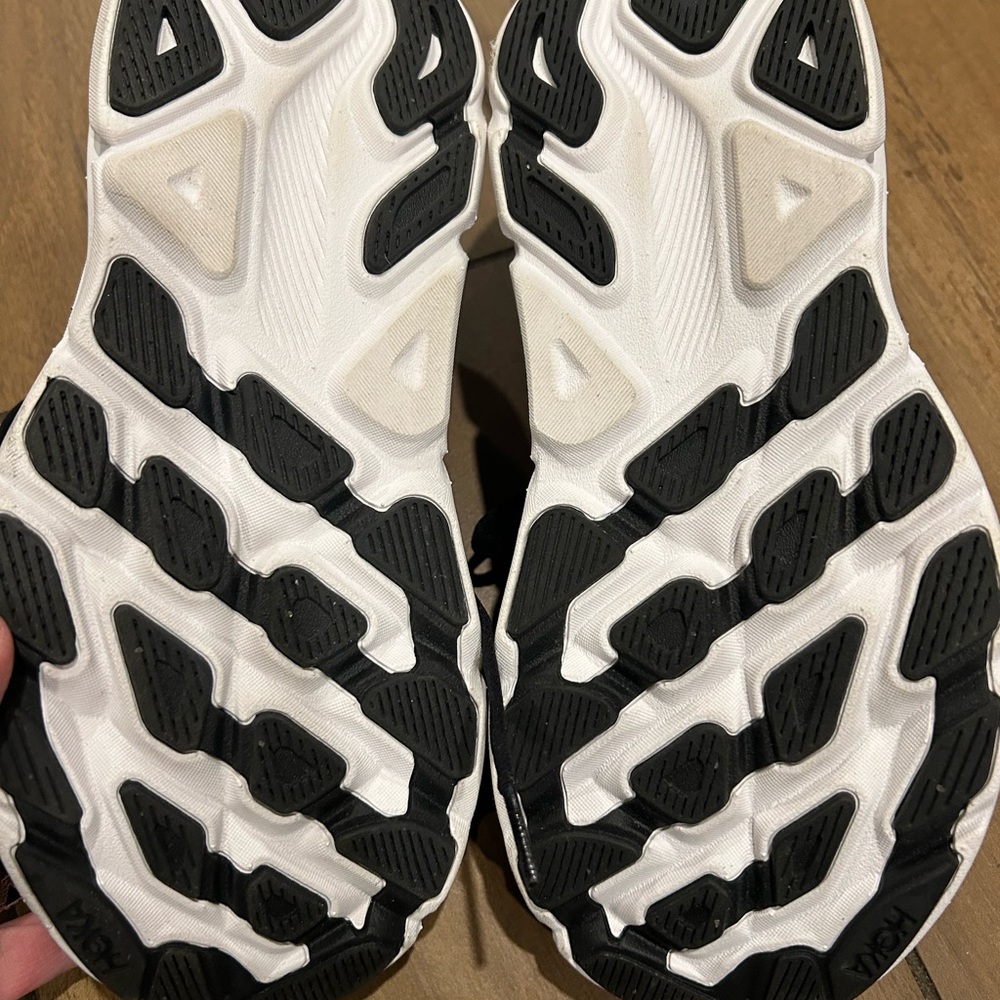 Hoka Clifton Black and White Athletic Sneakers - Picture 5 of 6